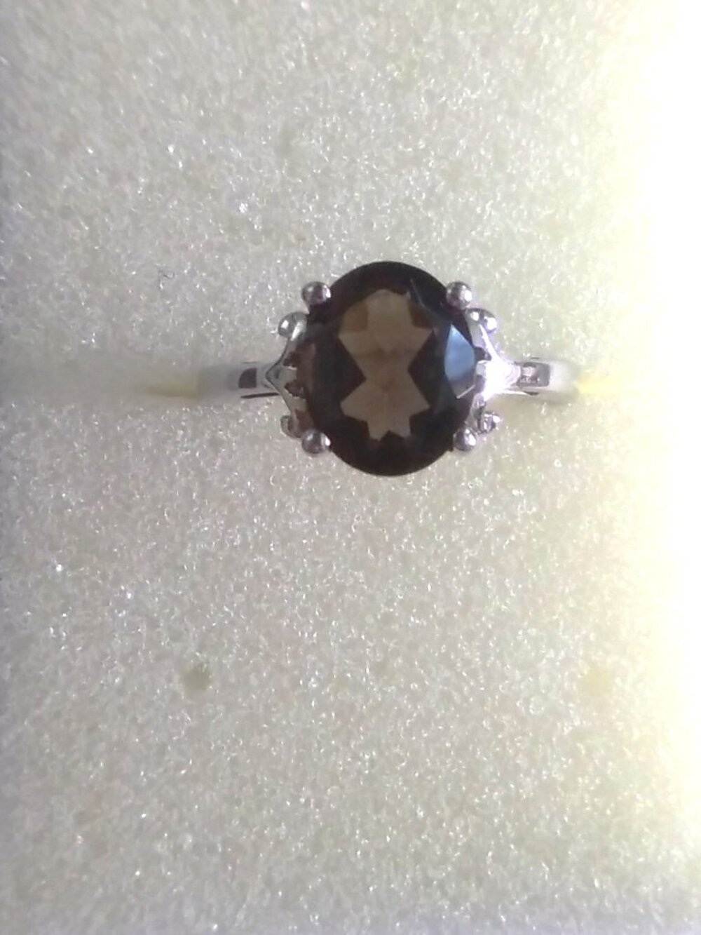 Smoky Quartz Solitaire Silver Ring